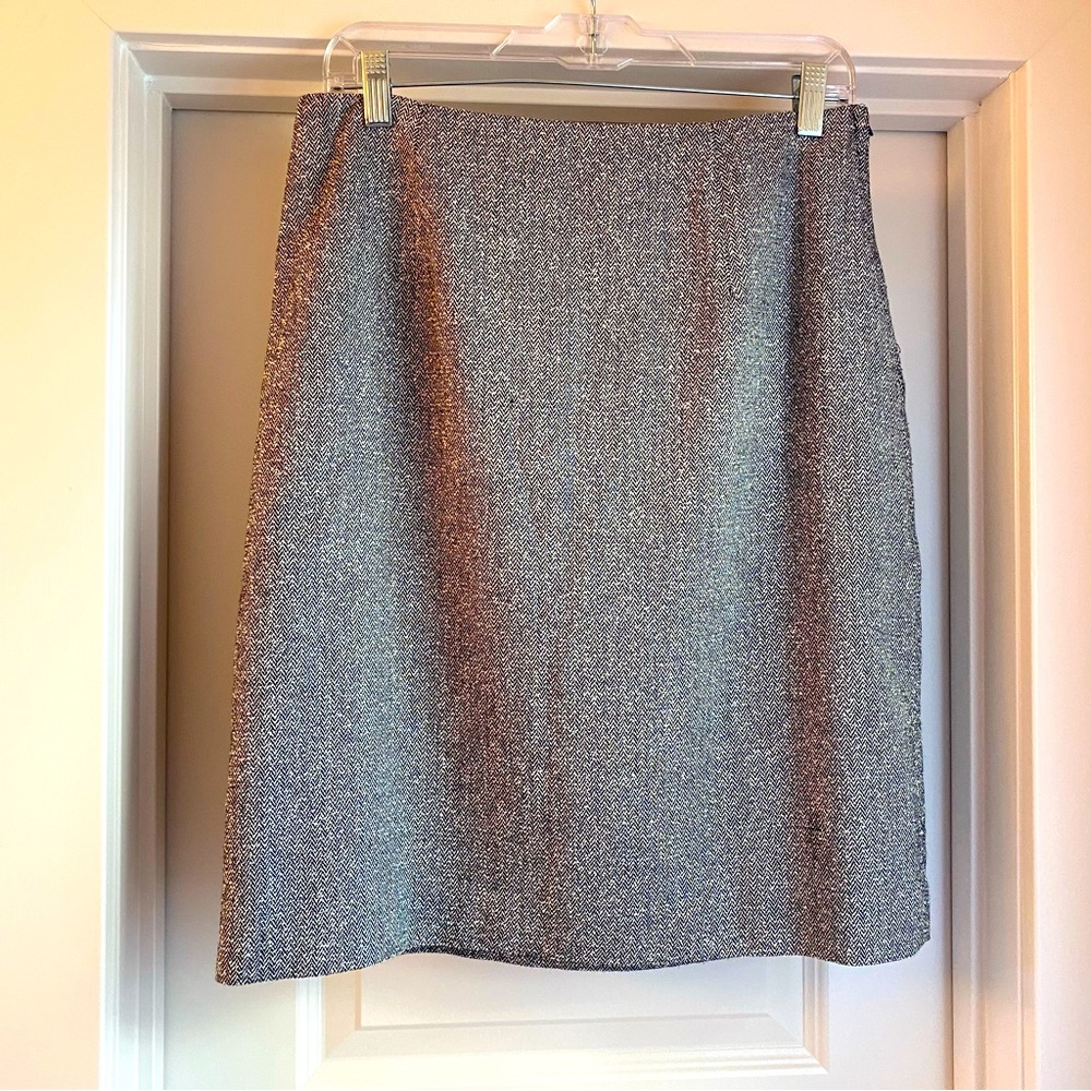 Villager|| Black/white tweed lined pencil skirt with side zipper